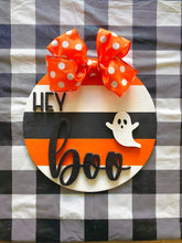 Load image into Gallery viewer, Striped Hey Boo Halloween Sign