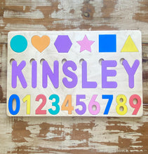 Load image into Gallery viewer, Custom Name Puzzle With Shapes and Numbers