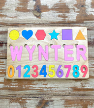 Load image into Gallery viewer, Custom Name Puzzle With Shapes and Numbers