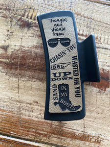 Country Music Singer Inspired Engraved Leather Hair Clip