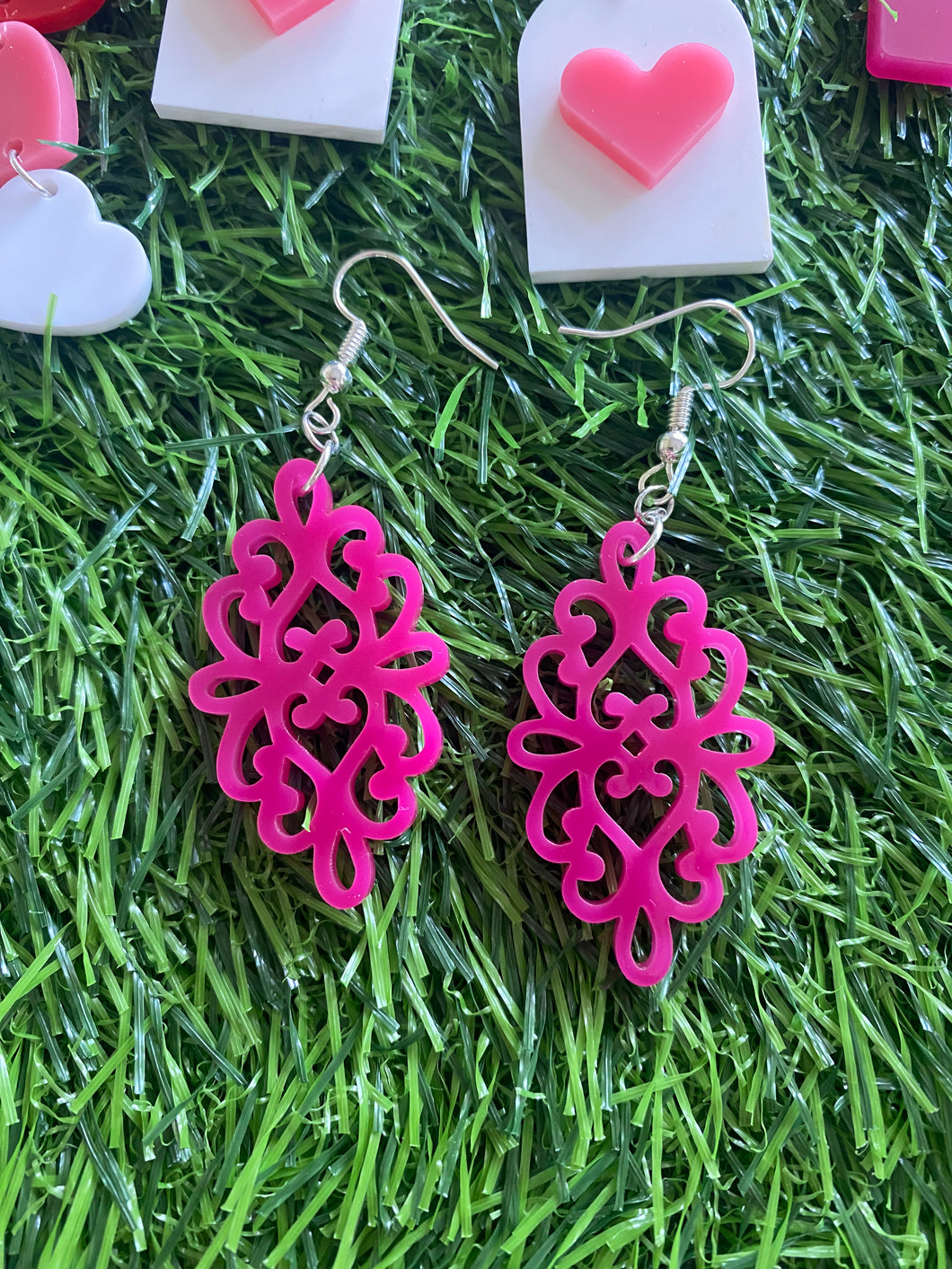 Magenta Filigree Earrings