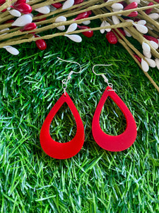 Red Tear Drop Earrings