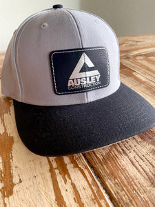 Adult Unisex Grey and Black Leather Patch Twill Back  Hat