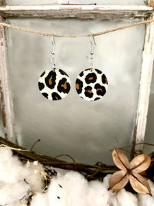 Stacy Round Leopard Print Earrings