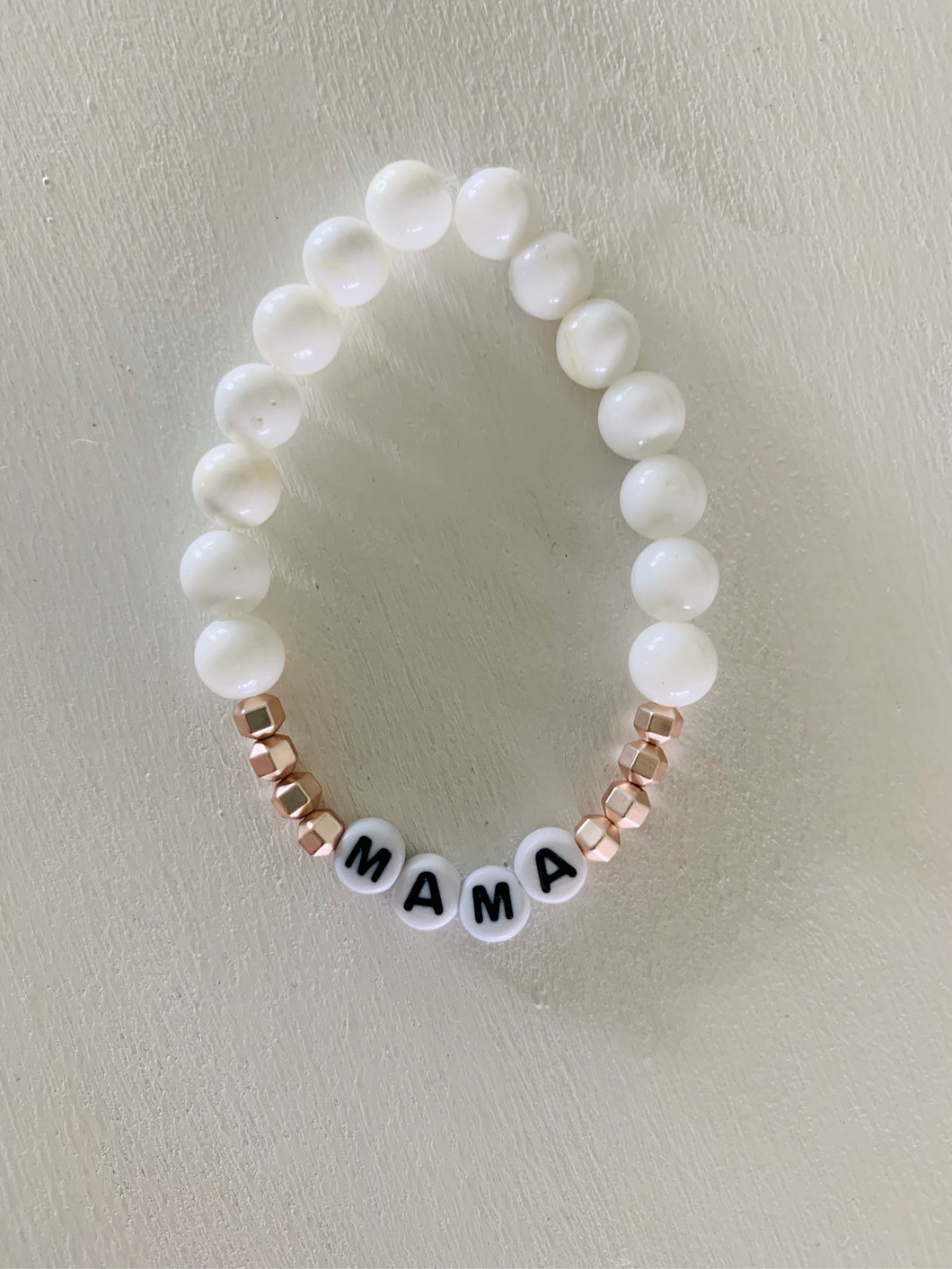 Distressed White with Rose Accents Bracelet