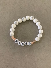 Load image into Gallery viewer, White and Grey with Rose Accents Bracelet
