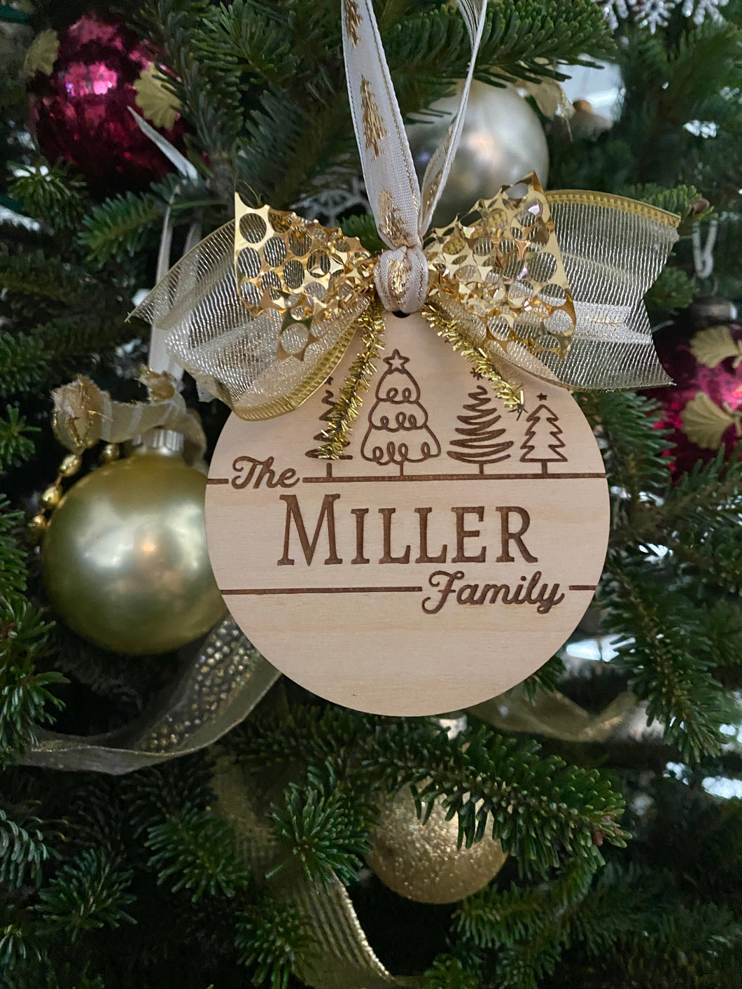 Custom Engraved Family Name Christmas Ornament