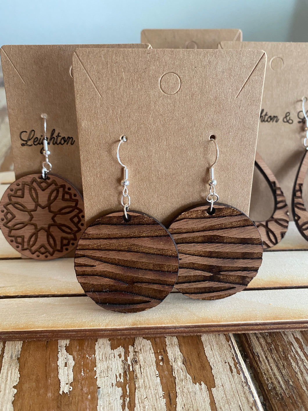 Marcy’s Zebra Stripe Round Sapele Earrings