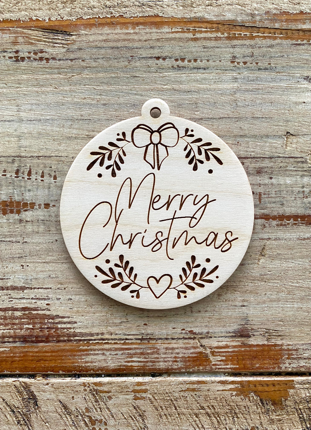 Merry Christmas Ornament with Bow